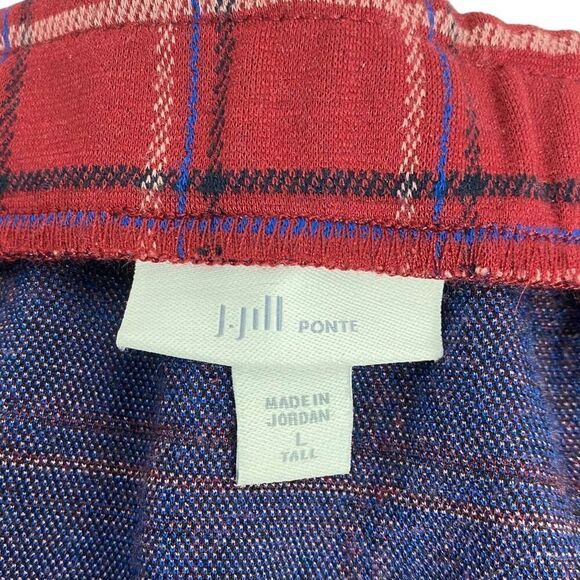 J. Jill Ponte Pull On Red Plaid Skirt size Large Tall - Picture 3 of 5